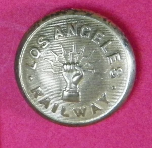 Bb LOS ANGELES RAILWAY RAILROAD UNIFORM BUTTON Medium Gilt Cable/Electric - Picture 1 of 2