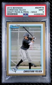 Christian Yelich - 2010 Bowman Draft #BDPP78 Gold - Bowman 1st - PSA 9 - Marlins - Imagen 1 de 3
