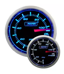 Prosport Electrical Oil Pressure Gauge Blue/White 52mm(2 1/16") Includes Sender - Picture 1 of 3