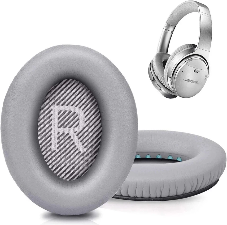 MARKENLOS 2 cuscinetti auricolari per cuffie Bose Quietcomfort QC35 wireless II ecopelle grigio