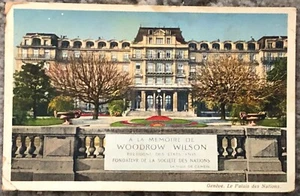 Antique Posted Geneve Postcard Le Palais des Nations Woodrow Wilson League - Picture 1 of 2