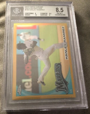 2010 Topps Chrome Gold Refractors Hanley Ramirez Card Graded BGS 8.5 NM-MT - Image 1 of 3