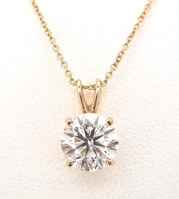 14K YELLOW GOLD 1.87CTW ROUND DIAMOND SOLITAIRE NECKLACE - Image 1 of 4