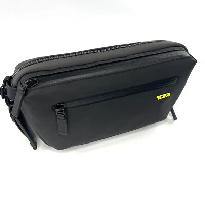 TUMI Harrison Dante Utility Pouch Crossbody Bag Black and Grey w/ Citron Green - Image 1 of 4