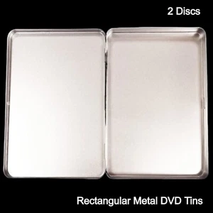2 x Rechteckig Metall Aluminium Silber Ultra Multi Aufbewahrungsetui CD DVD Dosen Neu - Bild 1 von 24