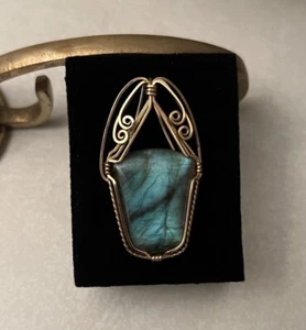 10k Gold & Blue Labradorite Pendant 1.75”L Estate 7.83 Grams Custom Made RARE - Picture 1 of 8