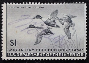 U.S. Used Stamp Scott #RW12 $1 Federal Duck Hunting. Scott: $25.00 - Picture 1 of 2