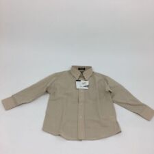 Claiborne Boys Dress Shirt Beige Textured Long Sleeves Pocket 5 New