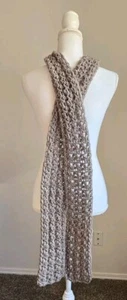 New Handmade 100% Wool Soft Skinny Long Scarf 4x80" Gray Warm Accessory - Picture 1 of 4