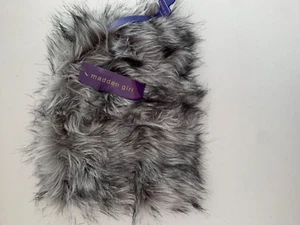 Steve Madden Infinity Scarf Faux Fur Gray Black Neck Wrap NWT - Picture 1 of 3