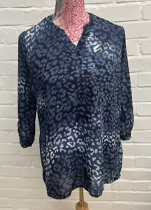 New Anna Rose Blouse Shirt Top UK 10 Blue Animal Print Floaty Casual - Picture 1 of 8