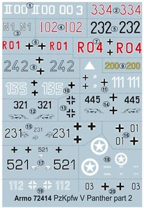 Armo 72414 1/72 Pz.Kpfw.V Panther vol.2 (waterslide decals) - Imagen 1 de 3