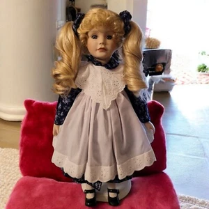 Camelot Porcelain Doll Julie Ann 17" QVC Blonde Curly Hair Blue Eyes W/Box - Picture 1 of 13