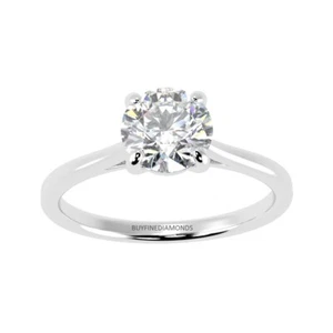 GIA Certified E/SI1 0.80Ct Natural Diamond Solitaire Engagement Platinum Ring - Picture 1 of 10