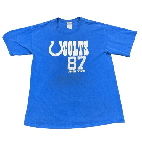 Indianapolis Colts Reggie Wayne T Shirt Mens Large L Blue Short Sleeve NFL Tee Cover
