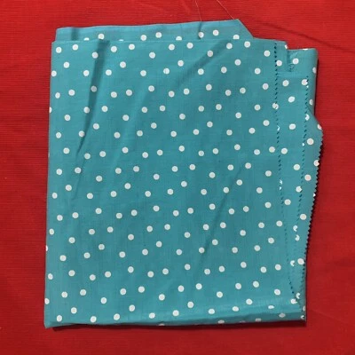 Tela de grano “crudo” tejida a lunares azul y blanco vintage 44x42” Foto 1 de 4