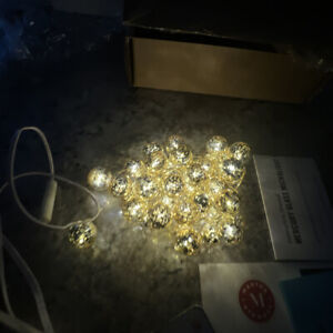 Martha Stewart Mercury Glass Microlight  Globe Light Strands Gold 84”