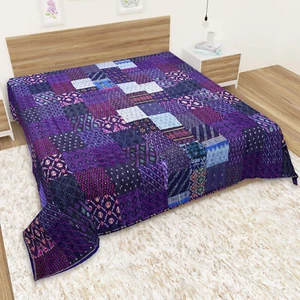 Bohemian Patchwork Quilt Kantha Handmade Vintage Boho Queen Size Bed Quilts - Picture 1 of 8