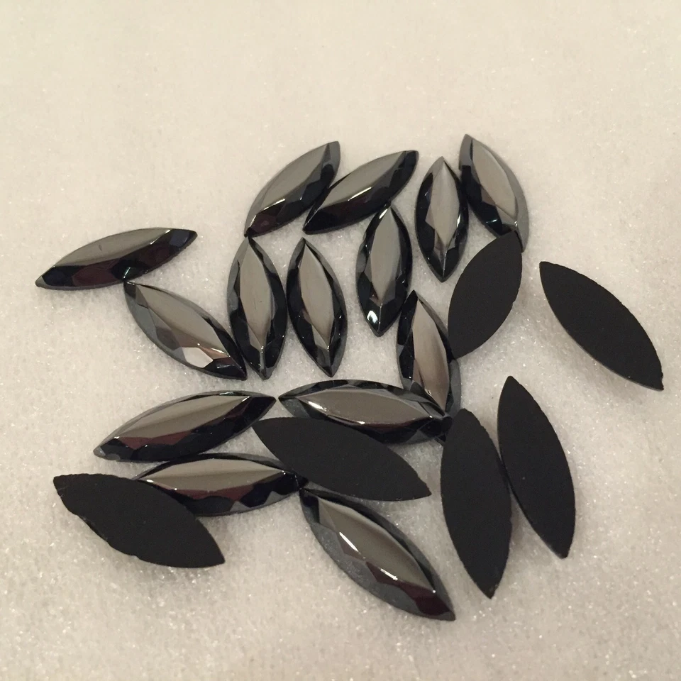 E151 21x8mm Cristal Hematita Navette, Tapa Plana con Borde Facetado, FB (24) Foto 1 de 1