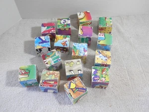 Vintage 16 Wooden Picture Blocks READ DESC - Picture 1 of 5