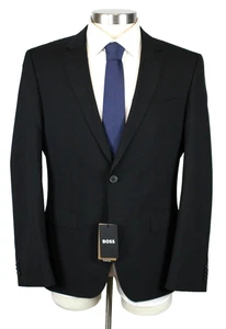 Hugo Boss Sport Coat 42 R Men's Solid Black Slim Fit Huge Wool Two Button Blazer - Picture 1 of 11