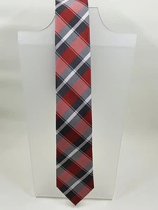 Carbon Elements Tie Red Black Gray Plaid 2" Wide 61" Long 100% Polyester - Picture 1 of 4
