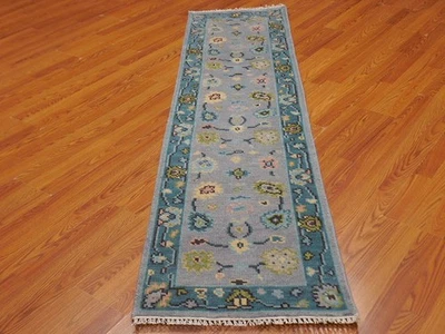 Alfombra turca Oushak, alfombra moderna multicolor, alfombra bohemia hecha a mano 2x8 pies Foto 1 de 4