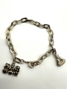 VINTAGE 835er SILBER CHARM-ARMBAND -DESIGNER EKSTRÖ - BUDDHA & DREI AFFEN 60er - Bild 1 von 9