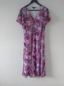 Vintage Midi Tea Dress Size 16 18 Pink Purple Floral Party Boho Retro Holiday - Picture 1 of 8