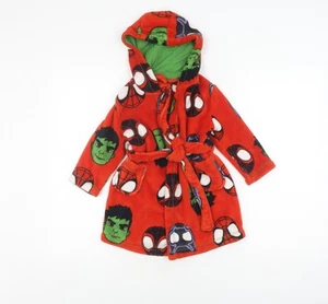 George Boys Red Marvel Superhero Hooded Robe 2-3 Years - Picture 1 of 12