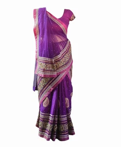 Stunning Purple Embroidered 3 pc Lehenga Choli Set Indian Wedding Party [M/14] - Picture 1 of 3