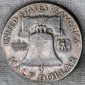 Medio dólar Franklin 1948 XF/AU: tono original, baja acuñación 3M - plata fina 0,9 - Imagen 1 de 6