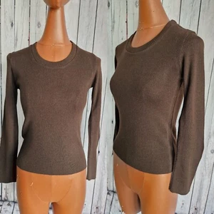 Vintage 1970s Long Sleeve Top -Size 6 - Brown Acrylic 70s Disco Mod DB14s - Picture 1 of 6