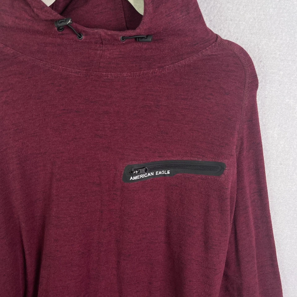 Sudadera American Eagle XL Sudadera con Capucha Pullover Flex Cremallera Bolsillo Suéter Borgoña Foto 1 de 4