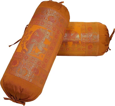Decorative Bolster Pillow Indian Cylinder Ethnic Design Sofa Bolster Cover 5 PC - Image 1 of 4