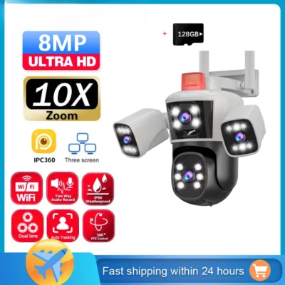 12MP 6K 3 Lenses WiFi Surveillance Camera CCTV Outdoor WiFi Camera IP Camera Foto 1 de 4