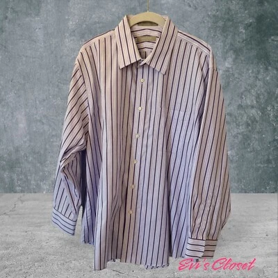 Camisa Nordstrom 17 1/2 33 púrpura blanco rayas sin arrugas abotonada Foto 1 de 4
