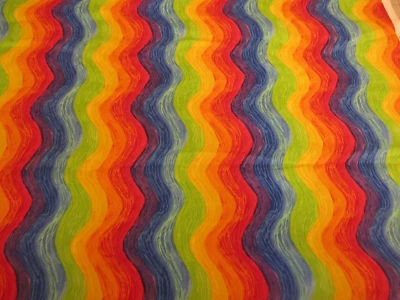Cotton Fabric Brightly Coloured Waves Timeless Treasures 1yd 8" x 44 - Image 1 of 4