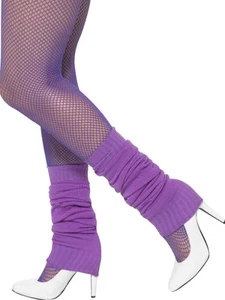 Ladies 80s 80's 1980s Knitted Fancy Dress Dance Leg Warmers Purple New Smiffys - Picture 1 of 1