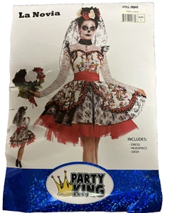 Party King La Novia Day of the Dead Bride Dress Halloween Costume Girls Large - Picture 1 of 18