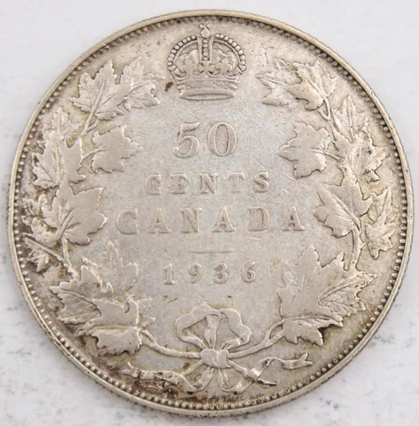1936 Canada 50 cents a/F rim bumps and scratches Cover