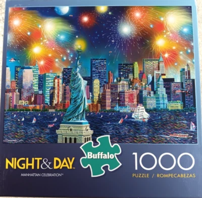 Manhattan Celebration Night & Day 1000 Piece Jigsaw Puzzle by Buffalo - Image 1 of 4