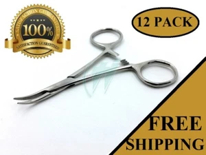 12 HARTMAN MOSQUITO LOCKING HEMOSTAT FORCEPS 3.5" CURVED SURGICAL INSTRUMENTS - Picture 1 of 12