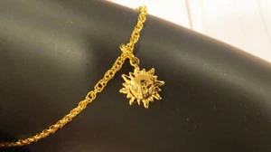 Sun Ankle Bracelet Anklet Celestial Smiling Face 24 Karat Gold or Silver Plate - Picture 1 of 8