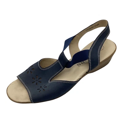 Pavers Womens Navy Faux Leather Low Heel Strappy Shoes Sandals Size UK 5 Used - Image 1 of 4