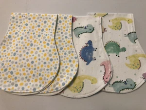 Handmade baby contoured burp cloth’s , set of 4 little dinosaurs and eggs - Picture 1 of 4