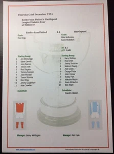 1974-75 Rotherham United v Hartlepool Division 4 Matchsheet - Picture 1 of 1