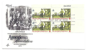 1479 Drummer American Revolution, ArtCraft, plate block. FDC - Picture 1 of 1