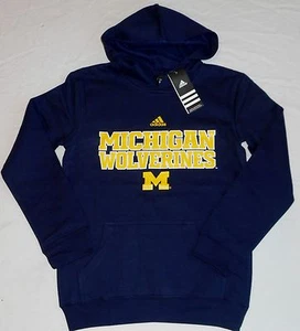 UNIVERSITY OF MICHIGAN WOLVERINES HOODED SWEATSHIRT HOODIE YOUTH M L NWT BLUE  - Picture 1 of 1