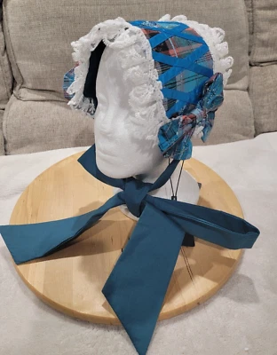 Von Lancelot Pioneer Settler Costume Little House Prairie Ribbon Lace Hat Bonnet - Image 1 of 4